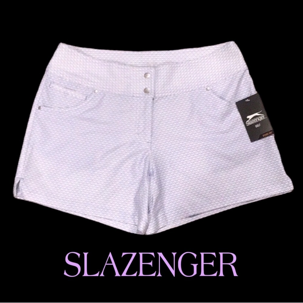 NWT SLAZENGER Golf Shorts, Hydro-Dri Fabric, Icy Purple Triad Print, Missy 6